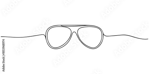 Glasses symbol, continuous line drawing vector. One continuous line eyeglasses icon vector, Continuous one line drawing of eyeglasses or sunglasses. Eyeglasses and sunglasses symbol in simple linear