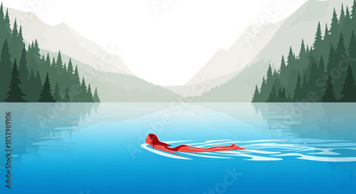 Swimming on Mountain Lake