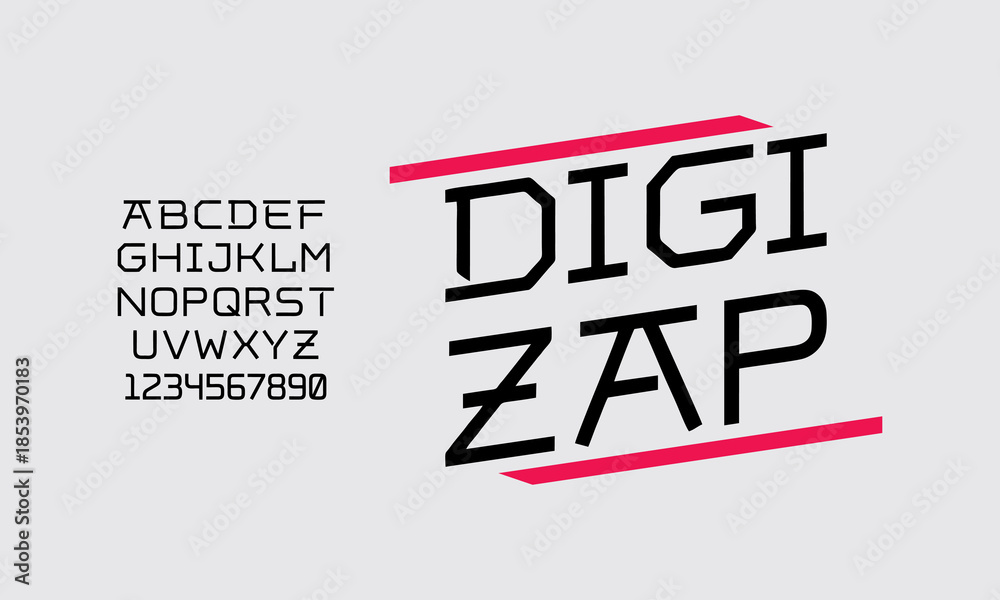 Obraz premium Neo Digital Future Alphabet Font