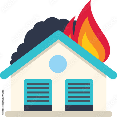 Warehouse building engulfed in flames, depicting property damage, fire hazard, and insurance claim concepts