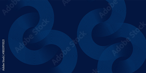 Blue abstract background with glowing circles. Swirl circular lines pattern. Geometric spiral. Twirl element. Modern graphic design. Futuristic technology concept. Vector illustration