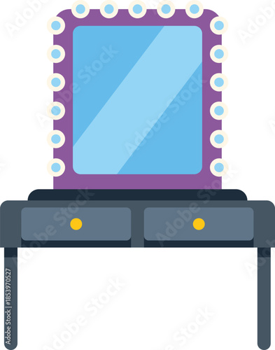 Makeup table with illuminated mirror, adding a touch of glamour to beauty routine, perfect for fashion icons