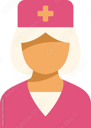 Stylized female nurse avatar, ideal for representing healthcare professionals in digital platforms and medical related projects