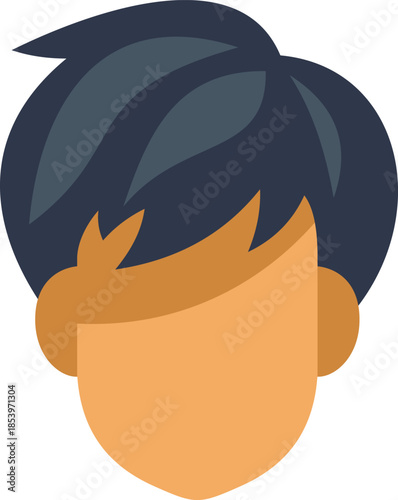 Faceless male character with short dark hair and neutral expression, ideal for avatars or profile pictures