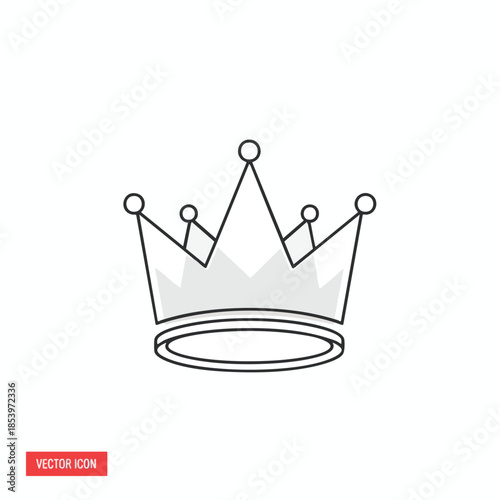 A simple, vector-style, crown icon with a grey fill and black outline on white