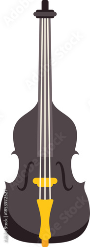 Big double bass showing its f holes and bridge, isolated on a white background, ready for playing jazz, blues, or classical music