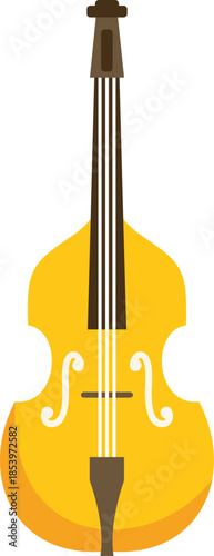 Simple vector illustration of a yellow double bass isolated on a white background, perfect for music related designs