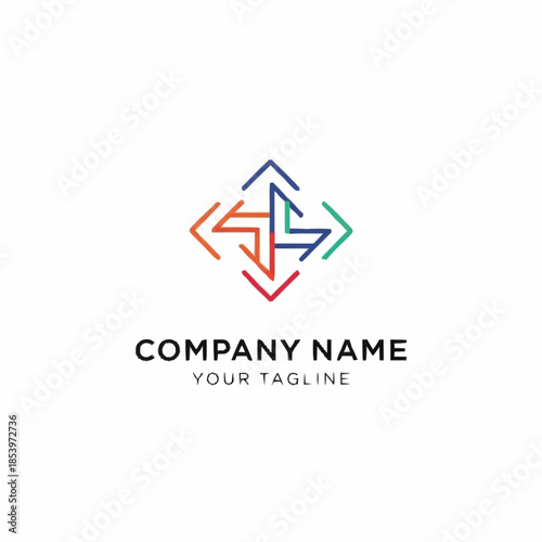 Colorful abstract arrows forming a dynamic square shape logo design. Free Download Colorful abstract arrows forming a dynamic square shape logo design. - GFXLoad