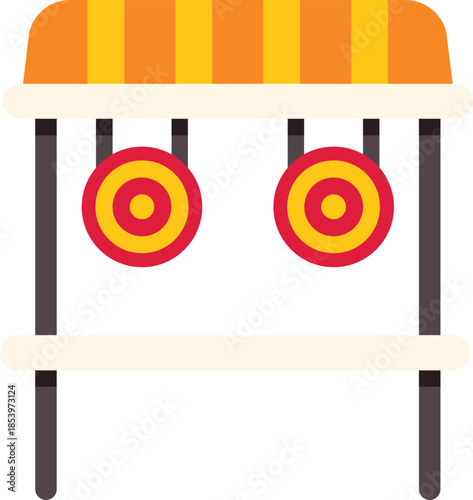 Shooting gallery stand with two round targets hanging, waiting for players to test their skills and aim at the carnival or amusement park