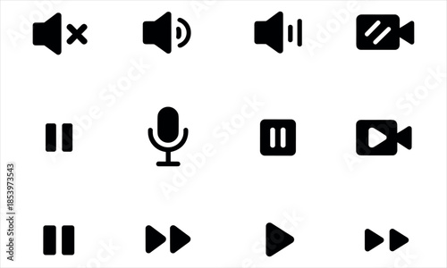Multimedia control icons for user interface design multimedia, control, icons, user, interface