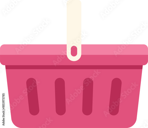 Empty pink shopping basket ready for adding products, symbolizing online shopping and retail purchases