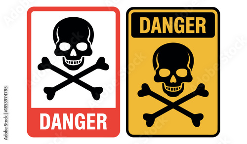 Danger sign with skull and crossbones symbol warning of hazard danger, warning, hazard, skull, crossbones, toxic