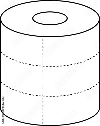 Modern minimalist toilet paper roll line art vector icon for bathroom hygiene sanitation janitorial supplies domestic facility and household maintenance design.