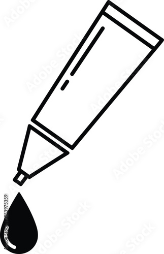 Modern minimalist dropper bottle line art vector icon for medical healthcare skincare cosmetics laboratory research and pharmaceutical liquid product graphic elements.