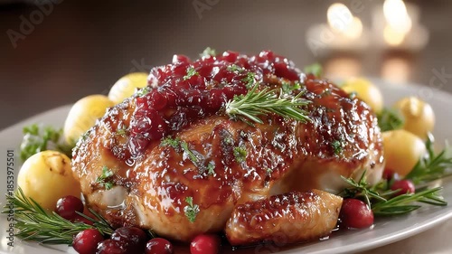 Christmas Festive Cranberry Roasted Chicken Feast