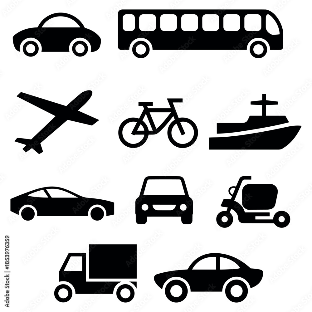 Naklejka premium Various modes of transportation icons