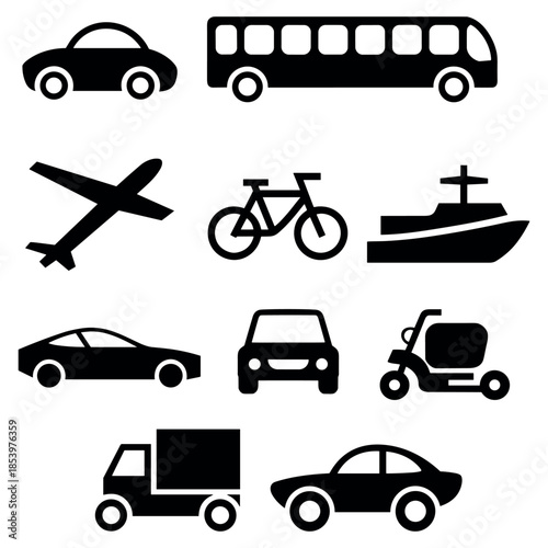Various modes of transportation icons