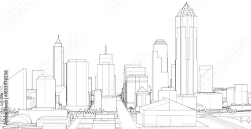  city ​​metropolis sketch 3d illustration