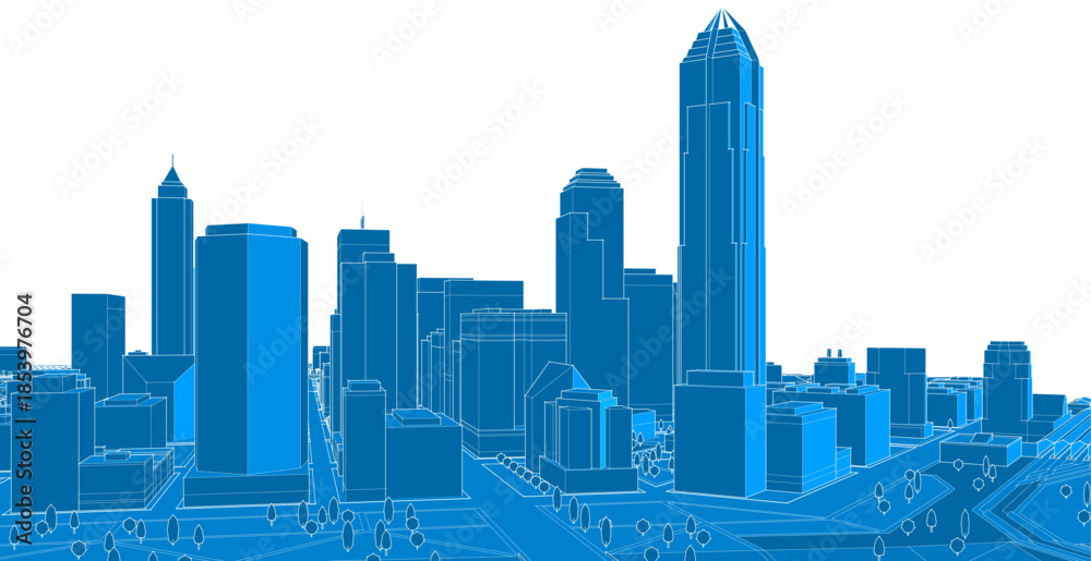 Fototapeta premium city ​​metropolis sketch 3d illustration