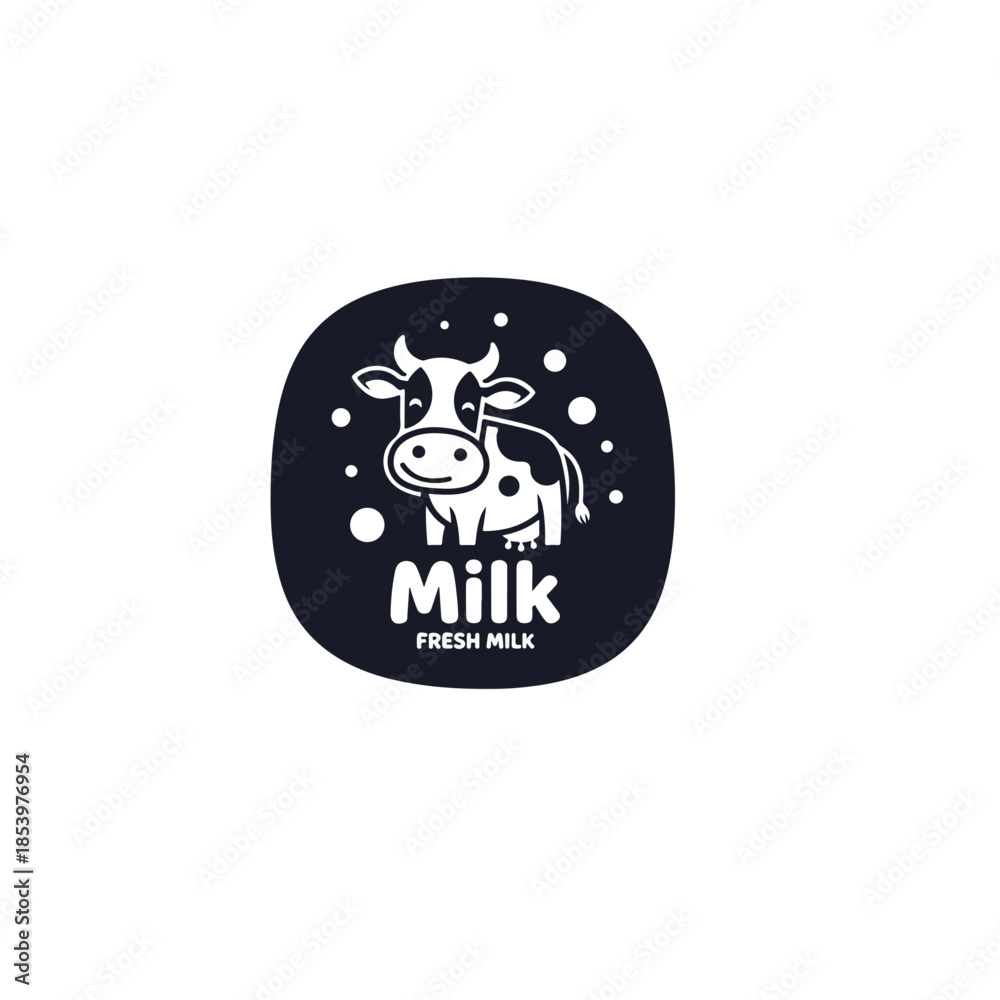 Fototapeta premium Cartoon Cow Milk Logo Emblem Mascot.