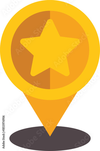 Location pin pointing star location on a map, favourite place, point of interest, gps navigation, important location
