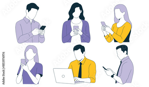 Group of people using mobile phones and laptops in office people, mobile, phone, laptop