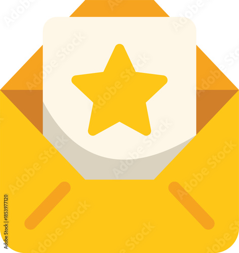 Open envelope with star symbol, suggesting positive feedback, achievement, or important message