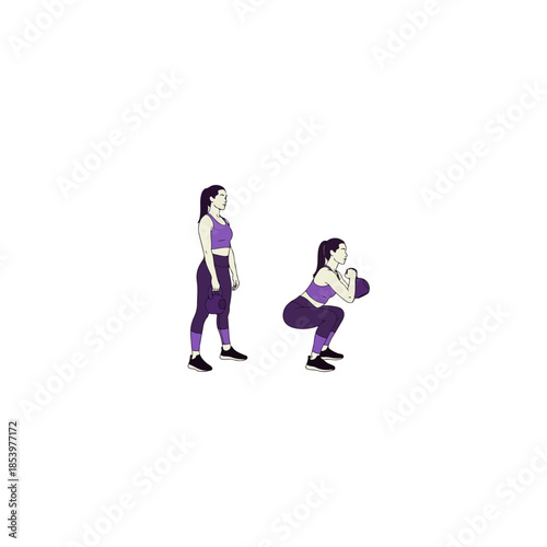 Two Women Performing Squats with Dumbbells.