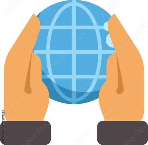 Businessman holding globe with open hands, protecting planet earth, ecology and environment concept
