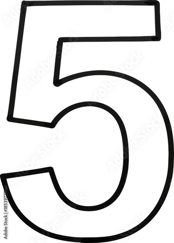 Large outlined number five in bold font  simple numeric symbol