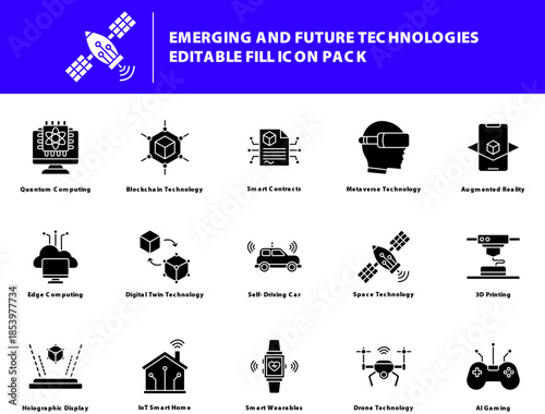 Wallpaper Mural Emerging Technologies Fill icon Set Editable Stroke Torontodigital.ca