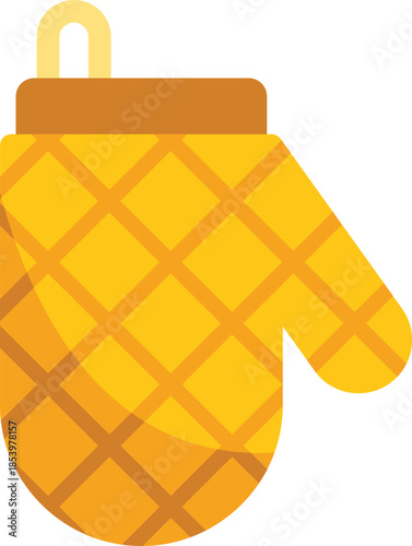 Kitchen oven mitt with quilted texture and hanging loop, providing protection from heat while handling hot cookware