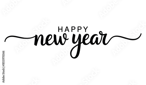 Happy new year greeting with elegant black typography