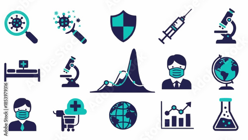 Medical Science Research and Healthcare Icons Collection.