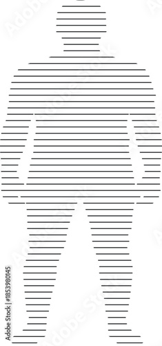 Modern Abstract Human Body Silhouette with Horizontal Gray Lines Isolated Vector Graphic isolated PNG with Transparent Background