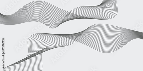 Abstract wave element for design. Digital frequency track equalizer. Stylized line art background. Vector illustration. Wave with lines created using blend tool. smooth gray