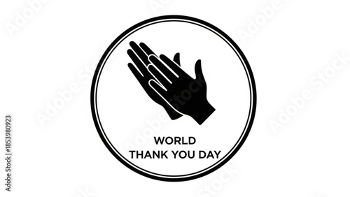 Thank You Day Icon: A symbolic emblem for World Thank You Day. Two hands clasped together in gratitude, set within a circular design.