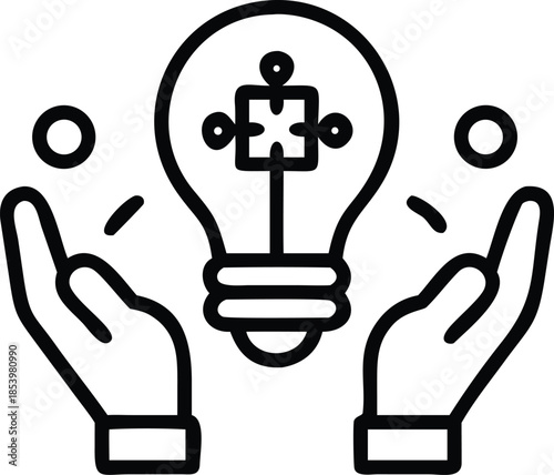 Creative business innovation concept featuring a vector illustration of a light bulb icon and lamp symbol representing a thinking idea with an electric dollar sign for power and inspiration