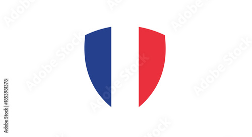 Shield-shaped emblem with the design of the French flag, representing France, national protection, and patriotic pride.