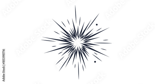 Hand-drawn starburst or firework explosion effect, rendered in a simple monochrome style to emphasize impact, surprise, or celebration.