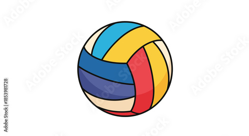 Simple and colorful cartoon vector illustration of a classic volleyball, representing beach sports, team games, and recreational activities.