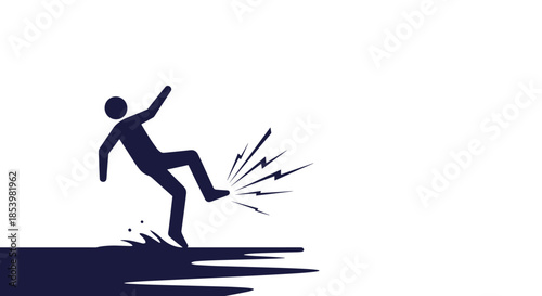 Pictogram of a person slipping on a wet surface, a universal warning symbol for caution and wet floor hazards to prevent accidents.
