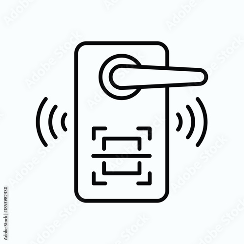 Modern Smart Door Lock with Keyless Entry System, Isolated Outline Icon