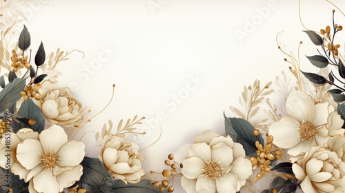 Elegant Floral Arrangement with Soft Neutral Tones, Detailed Botanical Elements, and Delicate Textures for Aesthetic Backgrounds and Designs