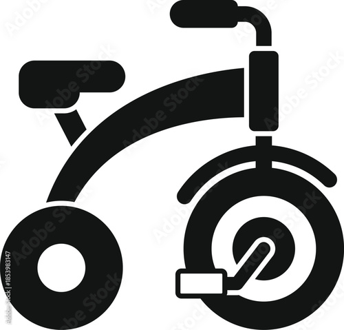 Black silhouette of a tricycle designed for children's outdoor play and riding