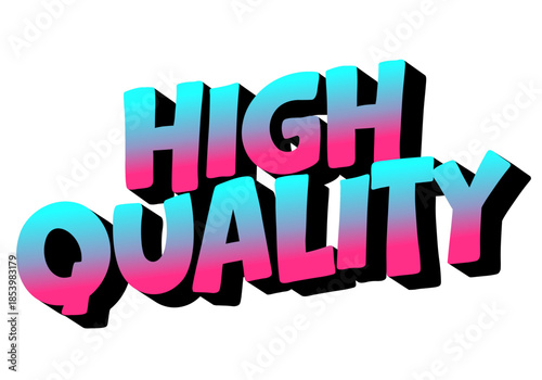 3D text High Quality with gradient of blue to pink and a black shadow.
