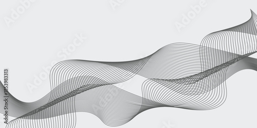 Abstract wave element for design. Digital frequency track equalizer. Stylized line art background. Vector illustration. Wave with lines created using blend tool. smooth gray