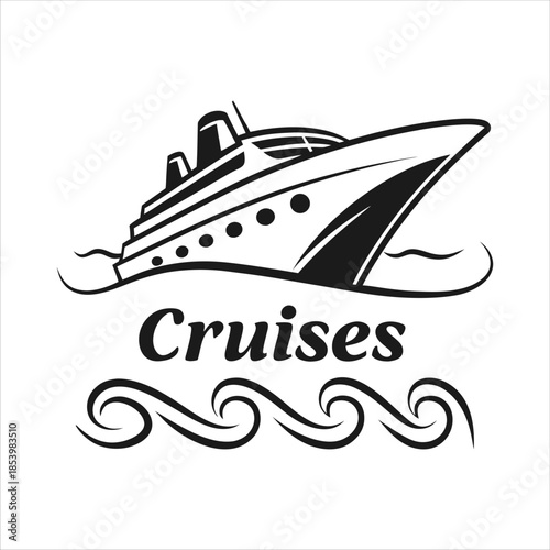 cruises vector art logo design black and white