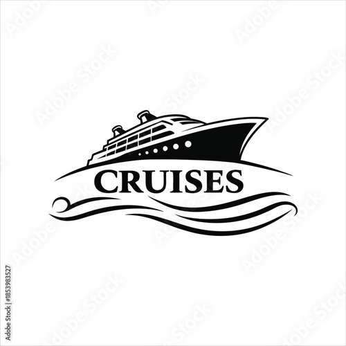 cruises vector art logo design black and white