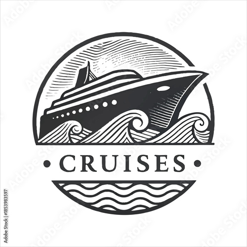 cruises vector art logo design black and white